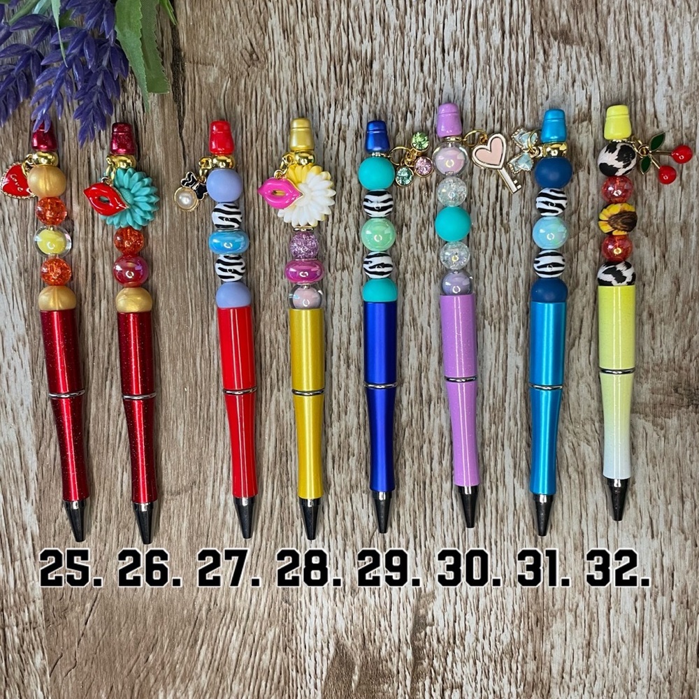 Handcrafted Pens Flower Lip Jewel Beaded Unique Artisan Gifts Office Accessories